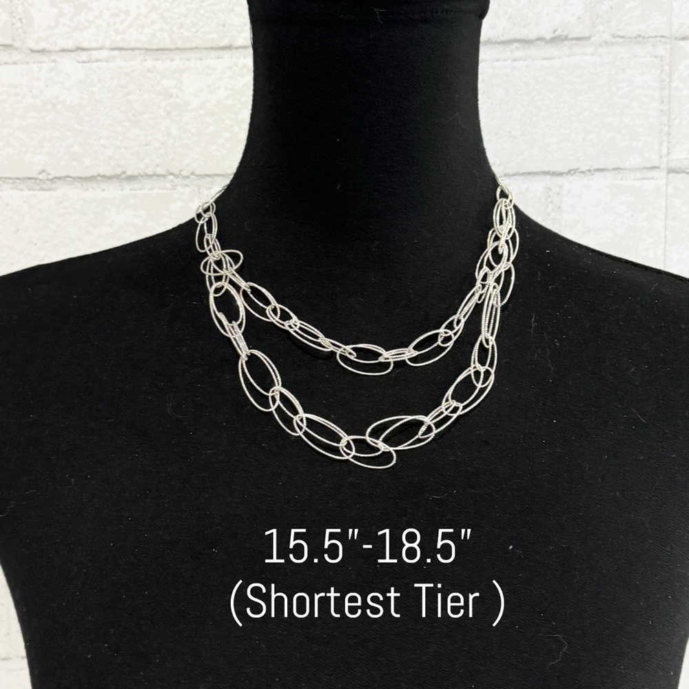 3pc Jewelry Bundle Lot - Shimmering Silver Tone Necklaces - Picture 6 of 8